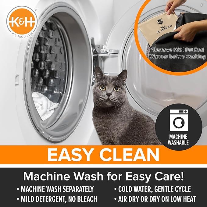 K&H Pet Products Heated Cat Bed Indoor, Thermo-Snuggle Cup Bomber Soft Heated Pet Bed for Large Indoor Cats and Small Dogs, Machine Washable, Waterproof Heated Pad, Safety Listed - 18x14in Chocolate