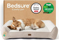 Bedsure SupportMax™ Orthopedic Dog Bed Medium Size Dog - As Seen on TV Extra Thick Supportive Medium Dogs Beds with Waterproof Washable Cover, Comfort Pet Bed Sofa with Soft Sherpa, Beige, 35"