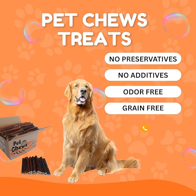 PET CHEWS™ 7.5lb Bulk Box (125 Count) Thick Bully Sticks 6 Inch - 100% Natural Beef Pizzle Dog Treats - Long Lasting, Odor-Free & Fully Digestible - High-Protein Chews for All Breeds.
