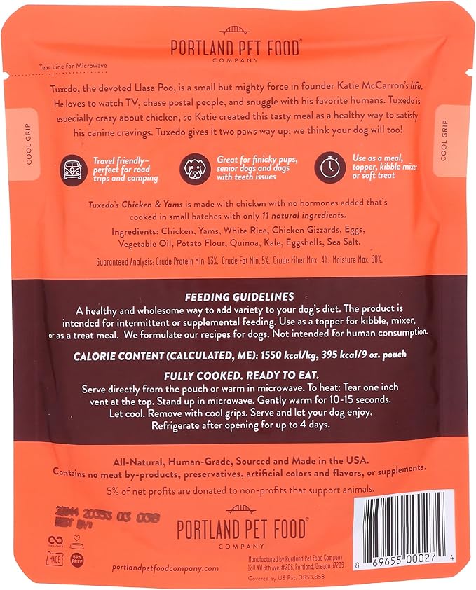 Portland Pet Food Company Tuxedo's Chicken & Yams Dog Meal, 9 OZ