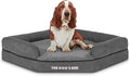 The Dog’s Bed Orthopedic Memory Foam Corner Dog Bed, Calming Surface – CertiPUR-Certified Foam, Plush Fabric, Grey Plush, Large