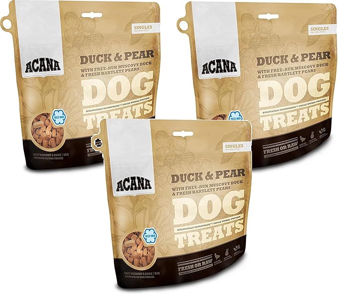 Acana Singles Dog Treats - Duck and Pears, 3.25oz Each (3 Pack)