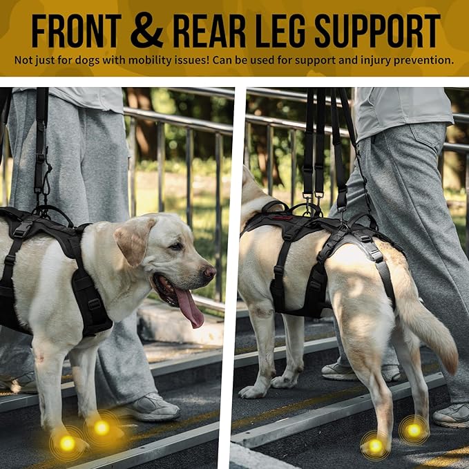 OneTigris Multi-Function Dog Lift Harness, All-Gender Dogs Friendly Design, Full Body Dog Sling Carrier with Three Handles Front/Rear Leg Assist for Arthritis