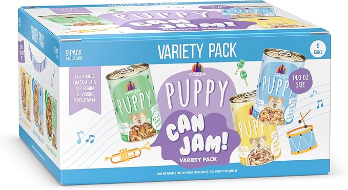 Weruva Puppy Food, Puppy Can Jam Variety Pack, 14oz Can, Pack of 9