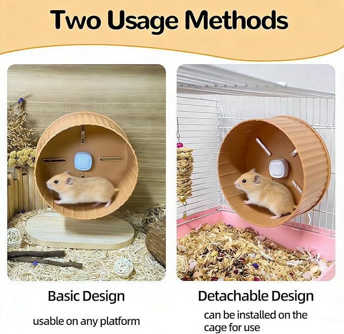 6.7in Silent Hamster Exercise Wheel Hedgehog Wheel Hamster Toy Cage Accessories with Adjustable Stand for Rat Gerbil Mouse (Orange)