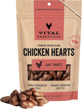 Vital Essentials Freeze Dried Raw Chicken Hearts Dog Treats | Single Ingredient | Premium Quality | Grain Free Treats for Dogs, 3.75 oz Bag