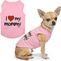 Parisian Pet Dog Shirt for Mother's Day - 100% Cotton Shirts for Large Dogs - Pink Sleeveless Girl Pet Clothes - Lightweight Pet Tshirts - Breathable Puppy Clothes - Stretchy I Love My Mommy Dog Shirt