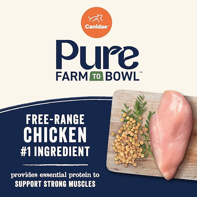 Canidae Pure Farm to Bowl Small Breed, Free-Range Chicken, Lentil & Garbanzo Bean Recipe, 4 lbs.