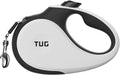 TUG Tiny 360° Tangle-Free Retractable Dog Leash with Anti-Slip Handle | 10 ft Nylon Tape| One-Handed Brake, Pause, Lock (White)