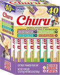 INABA Churu Cat Treats, Lickable, Squeezable Creamy Purée Cat Treat with Green Tea Extract & Taurine, 0.5oz. Each Tube, 40 Tubes, Chicken & Seafood Variety