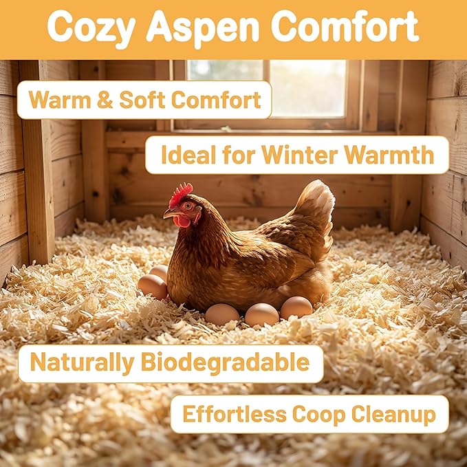 31OZ Sukh Chicken coop Bedding - Aspen shavings Animal Bedding as Chicken Supplies for Chicken House Bedding winterizing Nesting for Small pet Guinea Pig Rabbit Chinchilla Bird Gerbil Odor Control