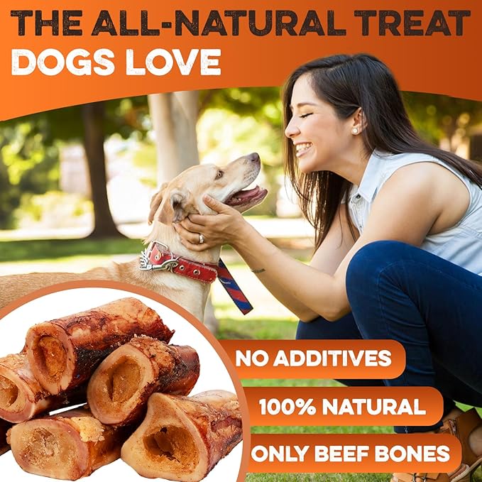 BRUTUS & BARNABY Marrow Bones for Dogs – 100% USA-Sourced Beef Bones – Long-Lasting, All-Natural Dog Chews – High Protein, Supports Dental Health, (3-pk) – Made in The USA