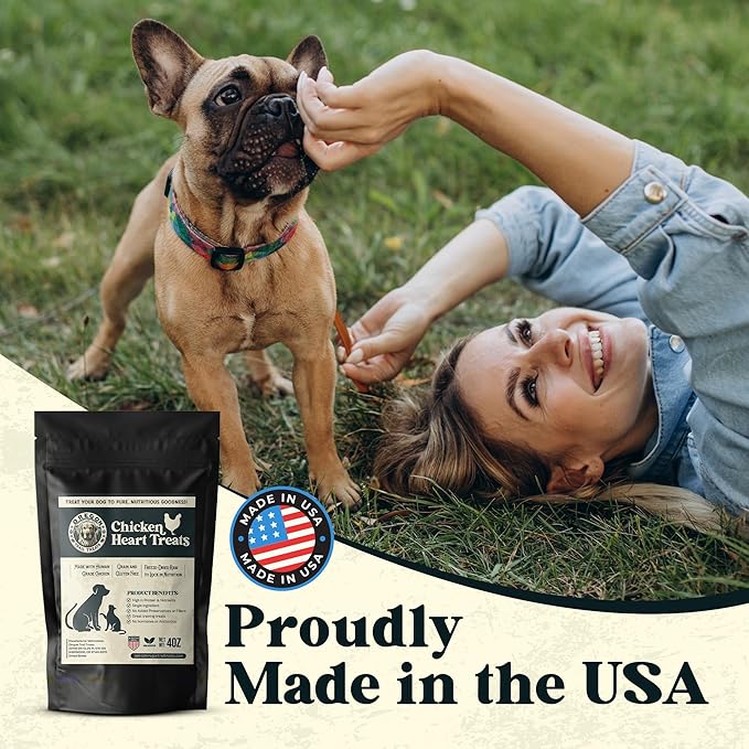 Oregon Trail Treats Freeze Dried Chicken Hearts 4oz - Premium Single Ingredient Cat & Dog Chicken Treats - No Preservatives, Zero Gluten or Grain - Made in The USA
