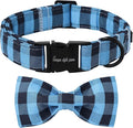 Unique style paws Cotton Dog Collar with Bow Puppy Collar with Black Blue Grid for Small Medium Large Boys Girls Dogs