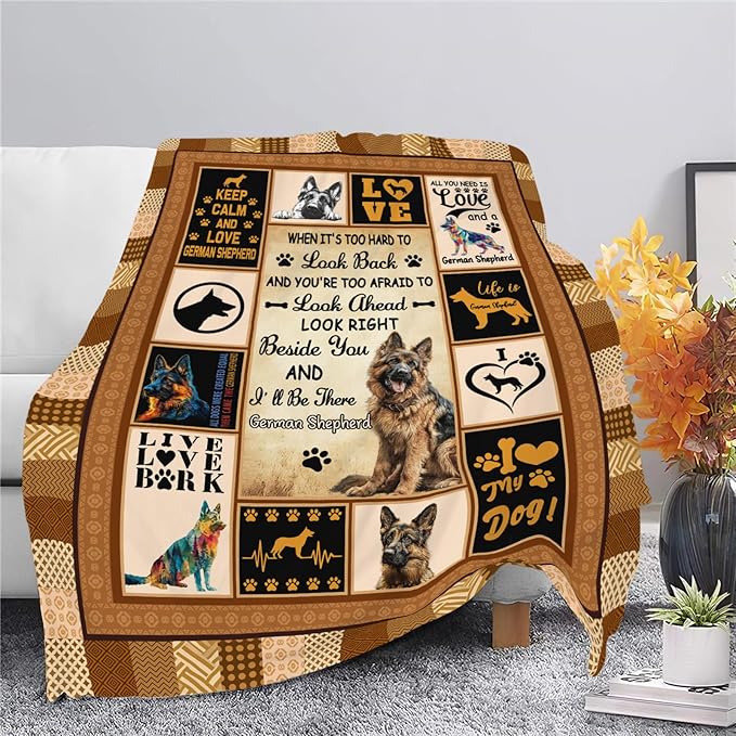 German Shepherd Throw Blanket German Shepherd Puppy Stuff Gifts for Dog Lover Kids Girls Boys Adults Women Men Soft Cozy Warm Plush Fluffy Fuzzy Fleece Blanket Decor 40''X50''