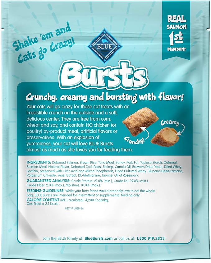 Blue Buffalo Bursts Crunchy Cat Treats, Seafood 5-oz Bag (Pack of 4)