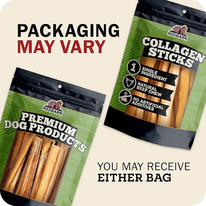 Redbarn Pet Products All-Natural Large 12" Beef Collagen Sticks for Dogs - Long Lasting Low-Odor Alternative to Traditional Rawhide & Bully Sticks - Supports Healthy Joints, Skin, & Coat - 3 Pack