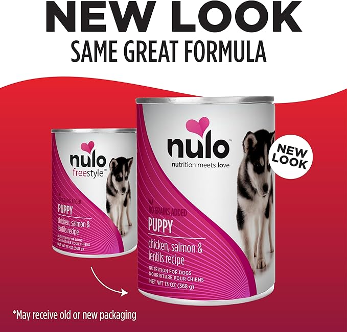 Nulo Grain-Free Chicken, Salmon, & Lentils Recipe Wet Canned Dog Food for Puppies, 13 Ounce, 12 Cans