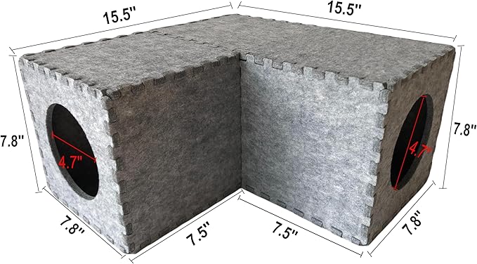 Guinea Pig Felt Hideout Creative Assembly & Detachable House Bed Small Animal Tunnel Hidey Habitats Decor for Guinea Pig Rat Chinchilla Hedgehog Hamster (Grey)