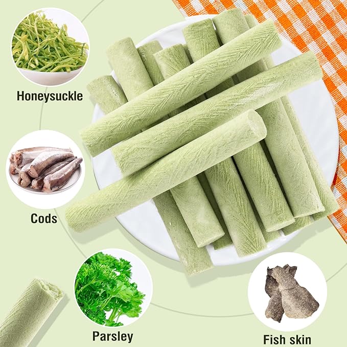 Dog & Cat Treats - Crunchy Dogs Chew Sticks, Natural Healthy Dog Training Treats, Freeze Dried Cod Skins Treat for Small, Medium & Large Breeds, 4.5 Inches