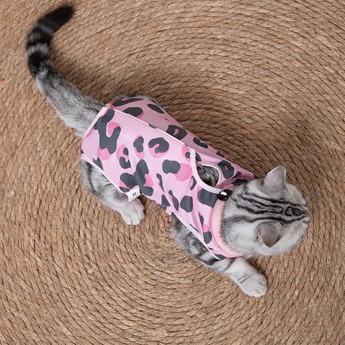 Cat Recovery Suit After Surgery, Anti Licking Onesie Postoperative Shirt for Female Spay Male Neuter, Soft Breathable Bodysuit Pajamas for Abdominal Wound Kitten E-Collar & Cone Alternative