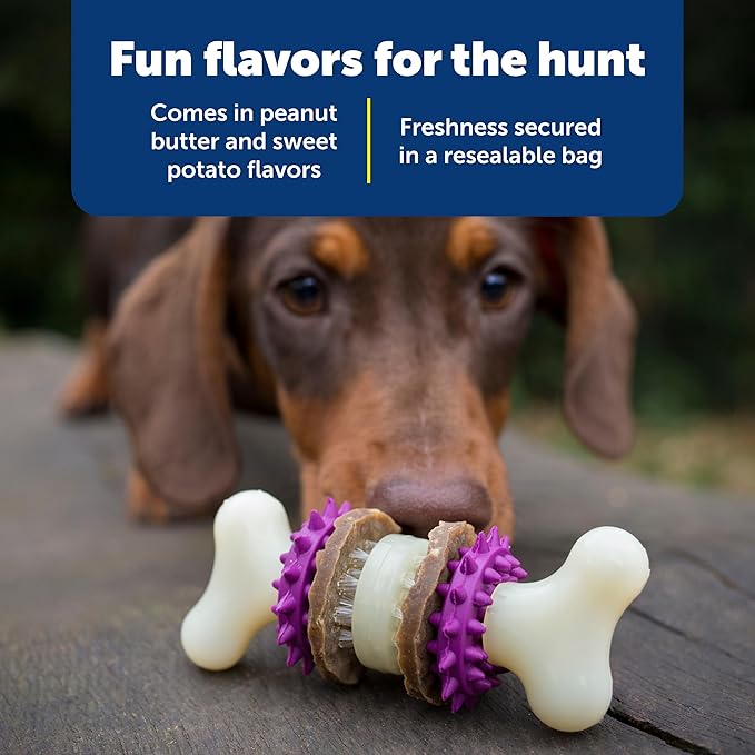 PetSafe Busy Buddy Toys Dog Treat Refills (60 Refills) Dog Treats Medium, Dogs Rawhide and Peanut Butter Flavors, Keeps Your Furry Friend Engaged, Resealable Bag for Freshness
