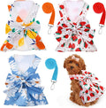 3 Pieces Dog Harness Dress and Leash Set Cute Female Dog Dresses Assorted Styles Puppy Clothes Breathable Polyester Pet Doggy Outfits Puppy Princess Skirt for Pet Dog Cat(Meidum)