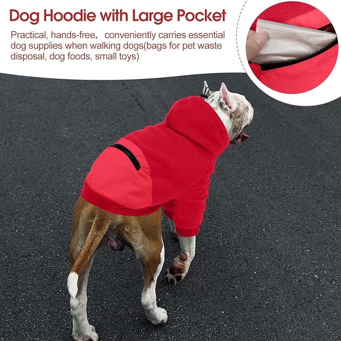 Nanaki Puppy Hoodies Dog Sweatshirts for Small Dogs-Cozy Fleece Sweater Pullover with Pocket for Bichon Frise, Warm Long Sleeve Chihuahua Jacket- Fall Winter Early Spring Indoor Outdoor Red, S