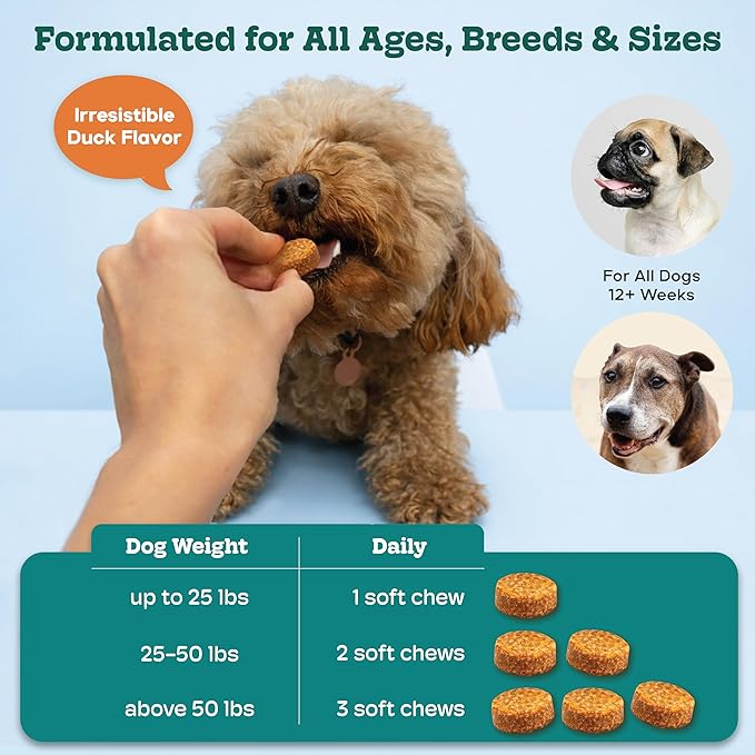 Probiotics for Dogs, Hip Joint Supplement for Dogs – Hip and Joint Plus Gut Health Chews, Glucosamine, Chondroitin, Omega 3, Collagen & Probiotics, Supports Digestion Joints and Hips, Immunity, Fur