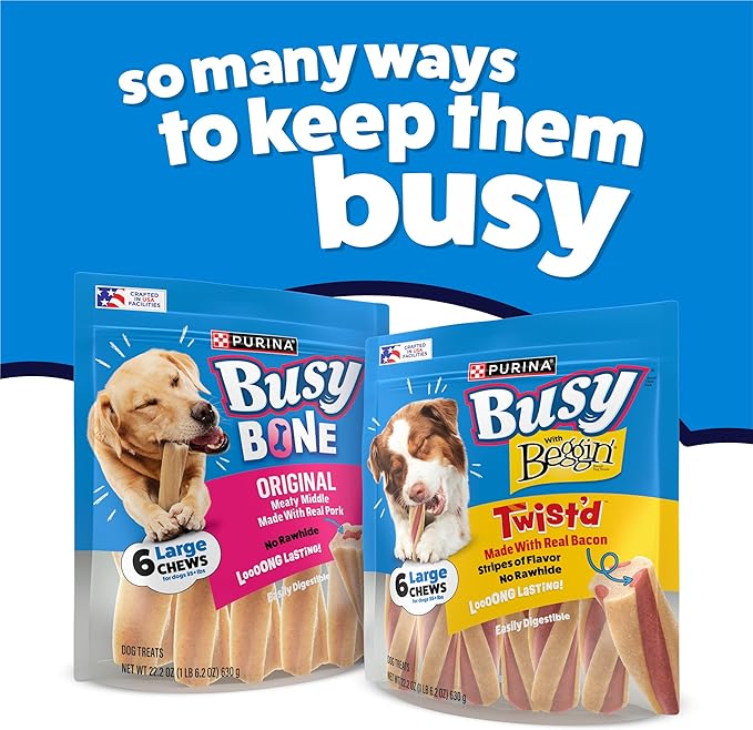 Purina Busy with Beggin’ Twist’d Adult Dog Chew Bone Treats - (Pack of 6) 2 ct. Pouches