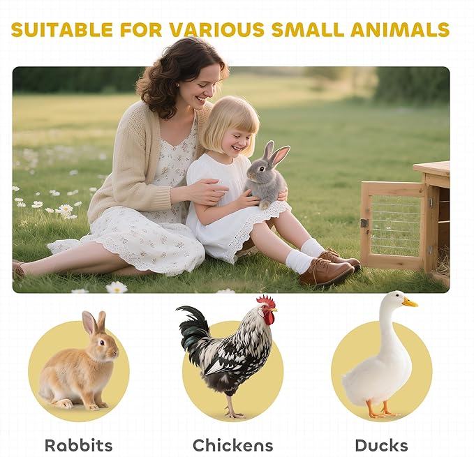 PawHut 58" Rabbit Hutch, Wooden Bunny Hutch, Guinea Pig Cage, Small Animal Enclosure with Run Area, Removable Tray, Asphalt Roof, Lockable Doors and Ramp, Dark Gray