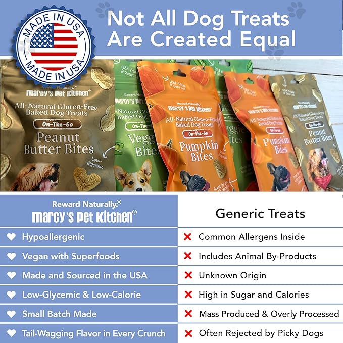Marcy's Pet Kitchen-Diabetic Dog Treats-Vet Recommend-No Preservatives - Crunchy, Superfoods, All Natural-Vegan Homemade,-Gluten Free-for Sensitive Stomachs-Made in The USA Only (On The Go Variety)