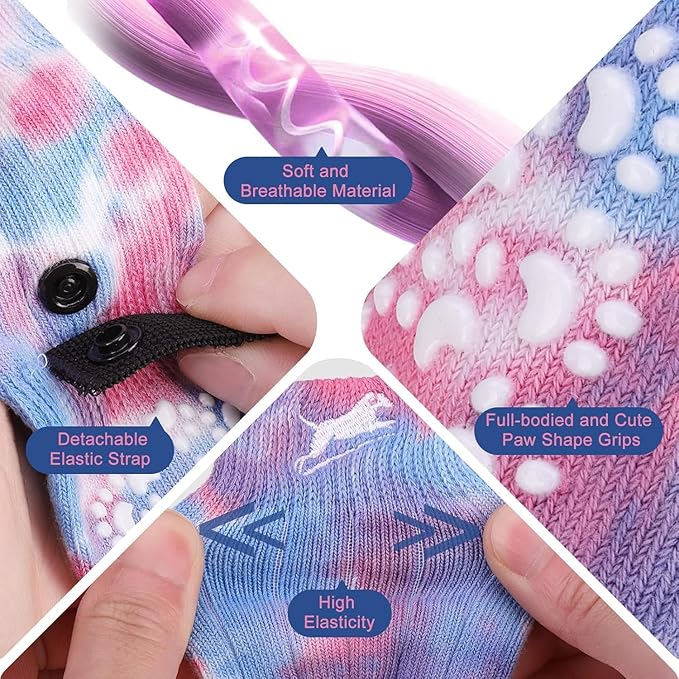 EXPAWLORER Anti Slip Dog Socks to Prevent Licking Paws, Dog Shoes for Hot Pavement, Dog Booties for Small Medium Large Senior Dogs, Traction Control Boots & Paw Protectors for Hardwood Floors