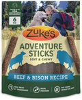 Zukes Adventure Sticks Beef and Bison Dog Treats, Natural Dog Treat Sticks - 6 oz. Pouch