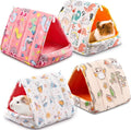 Cinnvoice 4 Pcs Guinea Pig Hideout, Guinea Pig Bed Tunnel, Rabbit Washable Small House Cage Accessories for Bunny Hedgehog Mouse Chinchillas Hamsters Ferrets Bearded Dragons Rats(Cartoon, 7.9 in)