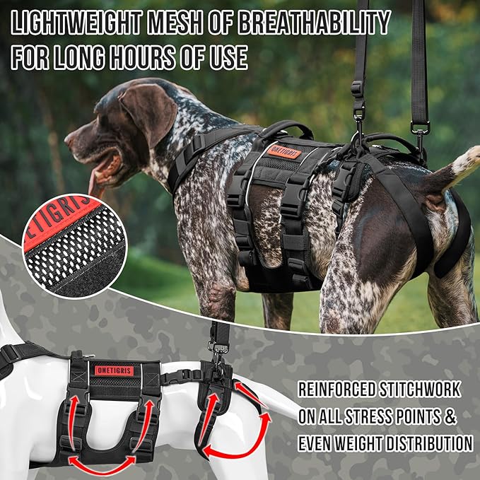 OneTigris Breathable Dog Lift Harness for Large Medium Sized Dogs, Dog Sing for Large Dogs Hind Leg, Dog Hip Support Brace Front Leg Support Vrace