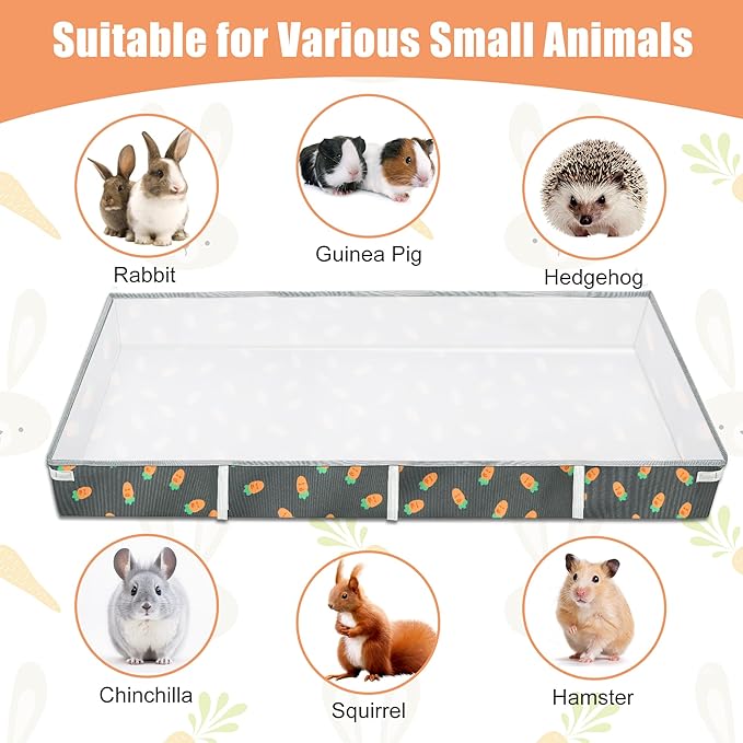 Guinea Pig Cage Liner, Rabbit Cage Liner with Carrot Pattern 24" X 48" Water-Resistant and Washable Guinea Pig Liner for Hamster, Hedgehog, Ferrets and Other Small Pet (Dark Green)
