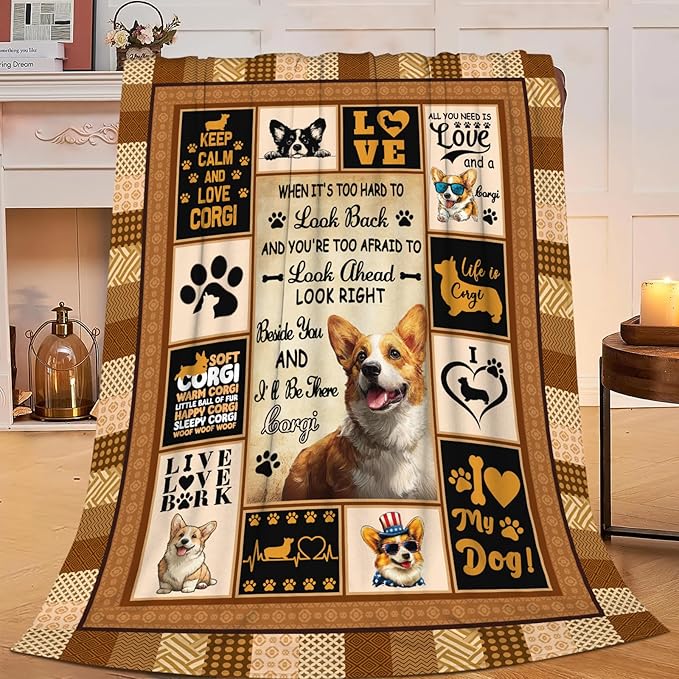 Corgi Throw Blanket Corgi Puppy Stuff Gifts for Dog Lover Kids Girls Boys Adults Women Men Soft Cozy Warm Plush Fluffy Fuzzy Fleece Blanket Decor 60''X80''