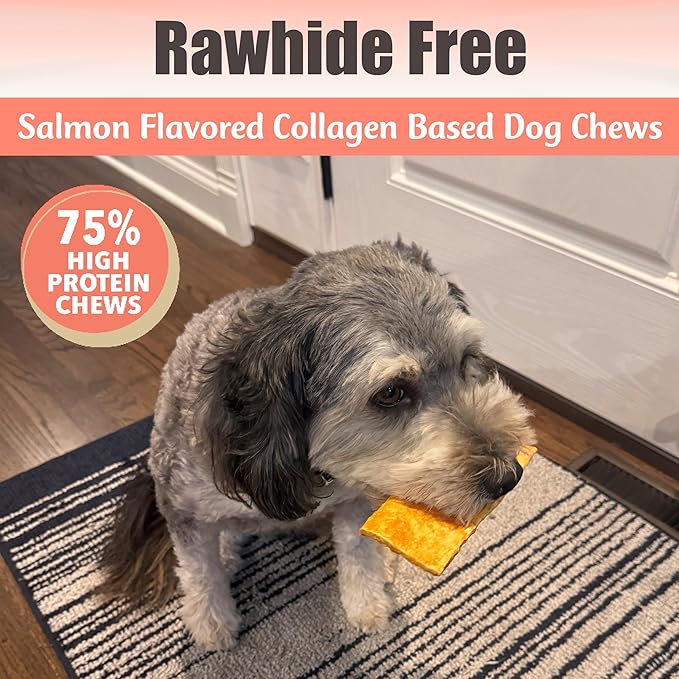 Fieldcrest Farms Nothin’ to Hide Flip Chips – Collagen-Based Rawhide Alternative Dog Chews for Moderate Chewers Up to 35 lbs, Highly Digestible, Supports Joints & Skin, Fresh Salmon Flavor, 8 Chips