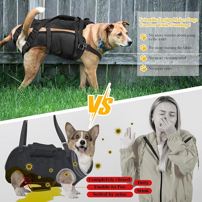 Dog Lift Harness, Dog Sling for Large Medium Dogs' Hind Leg Support Pee-Able. Ideal for Seniors, Disabled, Injured & Arthritic Dogs in ACL Recovery, Secure Harness for Assisted Mobility (Medium)