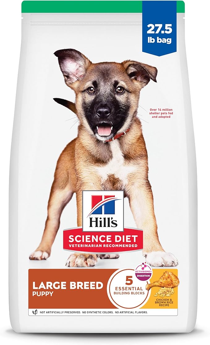 Hill's Science Diet Large Breed Puppy Food, DHA to Support Healthy Development, Chicken & Brown Rice Dry Dog Food, 27.5 lb. Bag