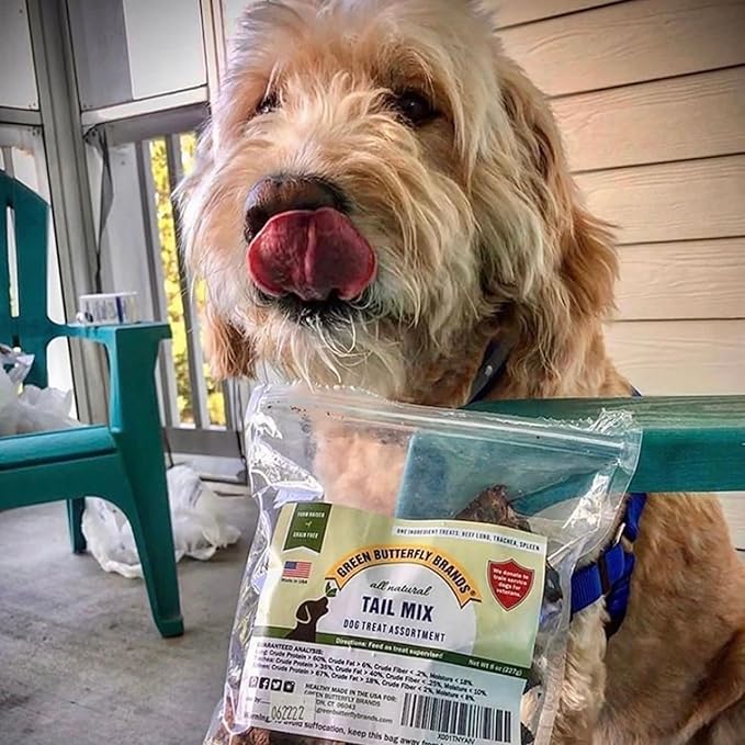 Tail Mix – Dog Treats Made in USA Only – All Natural Beef Bites – 1 Ingredient Grain Free Assortment – Beef Lung, Trachea and Spleen – Dog Treats for Training, 8 Ounces