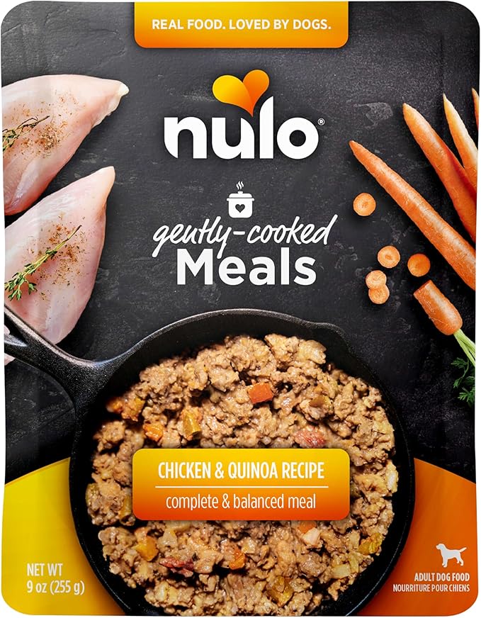 Nulo Gently-Cooked Meals Complete and Balanced Adult Wet Dog Food, Chicken & Quinoa, 9 Ounce, 8 Count