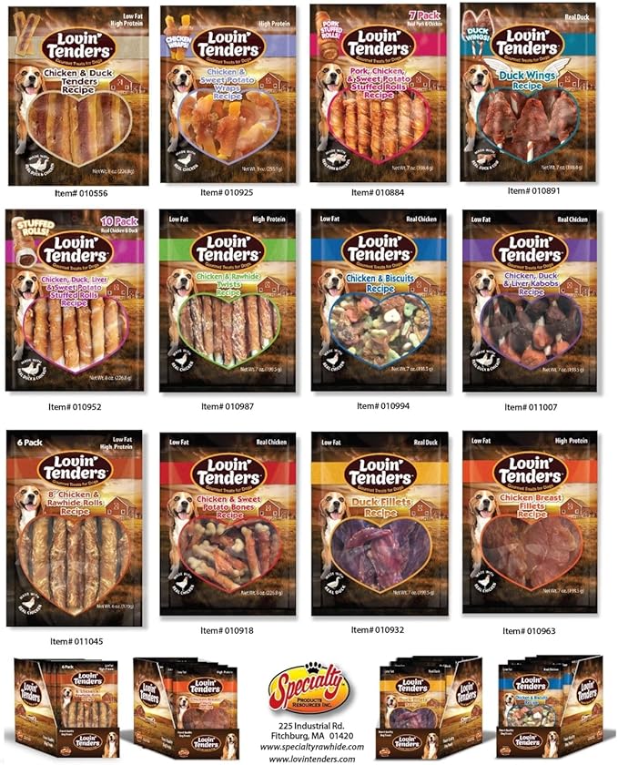 Lovin Tenders Pork Chicken & Sweet Potato Stuffed Rolls Dog Treats (2 Pack - 7 oz per Pack)