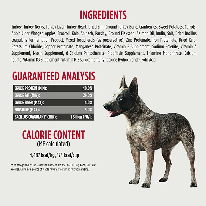 Nulo Freeze-Dried Raw Turkey Recipe with Cranberries Complete and Balanced Dry Dog Food Kibble, 8 Ounce Bag