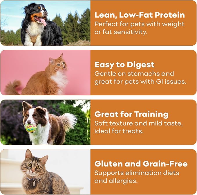 Skona PetFood Premium Chewy Dehydrated Chicken Breast Jerky for Dogs & Cats, 1 lb of Chicken Breast Dehydrated to 4 oz, Single Ingredient High Protein Training Treat, Supports Digestion & Liver Health