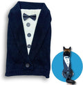 Cute Sweater for Dogs and Cats Soft Flannel Pet Outfit Warm and Cozy Animal Hoodie Small to Large Pet Clothes for Halloween Parties and Everyday Wear (Small, Black Bowtie)