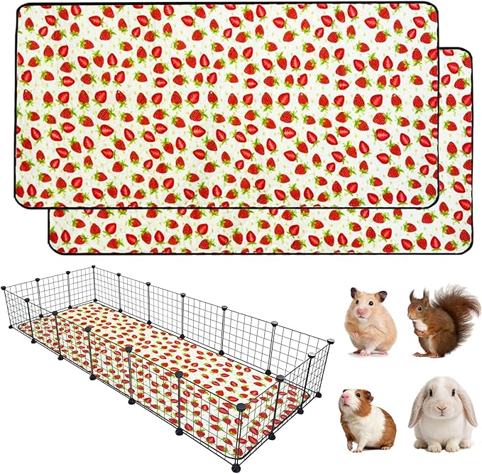2 Pack Guinea Pig Cage Liners, Waterproof Reusable Guinea Pig Cage Liners,Waterproof Super Absorbent Pee Pads for Small Animals,36x72 inch 2pack