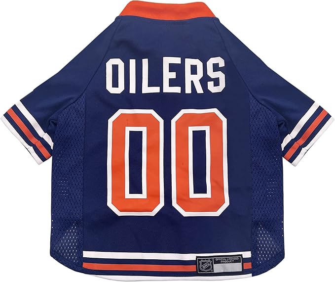 Pets First NHL Hockey Edmonton Oilers Mesh Jersey for Dogs & Cats, Size Small, Licensed Dog Jersey with Your Favorite Hockey Team