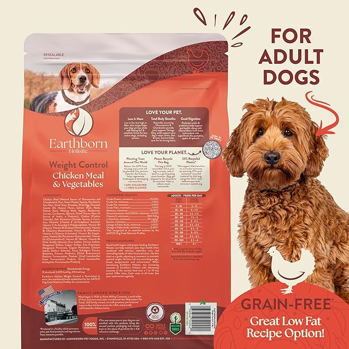 Earthborn Holistic Weight Control Chicken Meal & Vegetables Grain-Free Dry Dog Food 12.5 lb